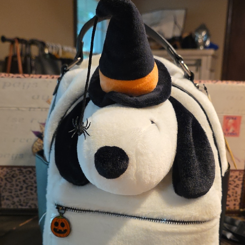 Peanuts Black and White Backpack with Halloween Theme